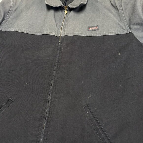 Dickies Jacket Mens XL Black.Gray Full Zip Shop Mechanic Quilted Lined Canvas - Picture 5 of 16